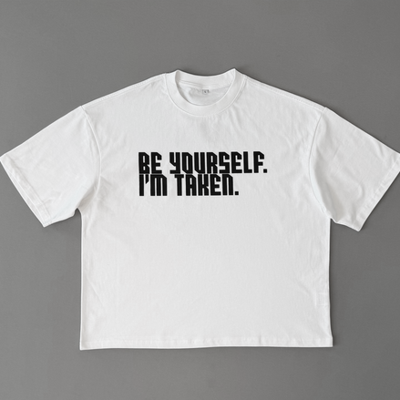 BE YOURSELF, IM TAKEN BARCODE TEE